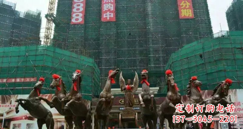 长沙阿波罗八匹马踏浪而来景观马群铜雕
