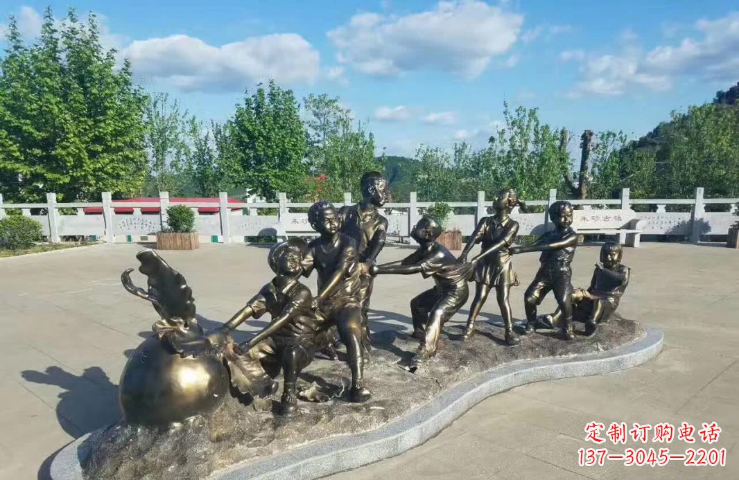 长沙拔萝卜人物铜雕112