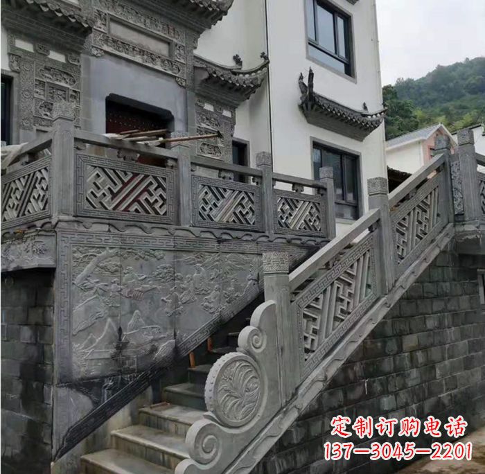 长沙别墅景观仿古石雕栏板_2