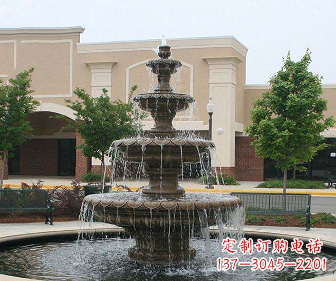 长沙别墅景观石雕多层喷泉雕塑 (3)