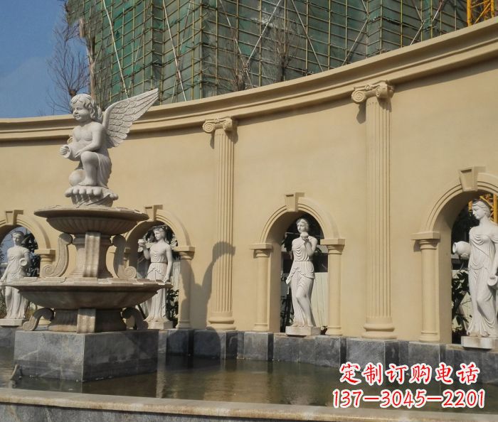 长沙别墅景观天使喷泉石雕 (3)
