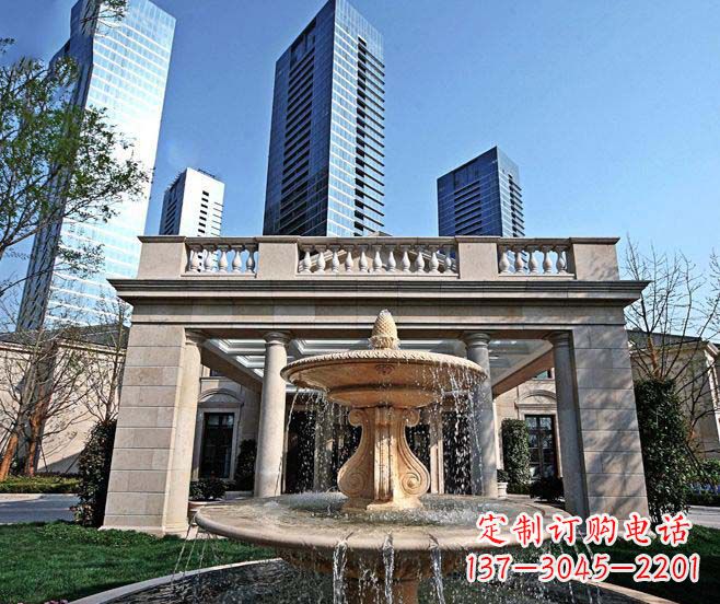 长沙别墅景观晚霞红喷泉石雕 (2)
