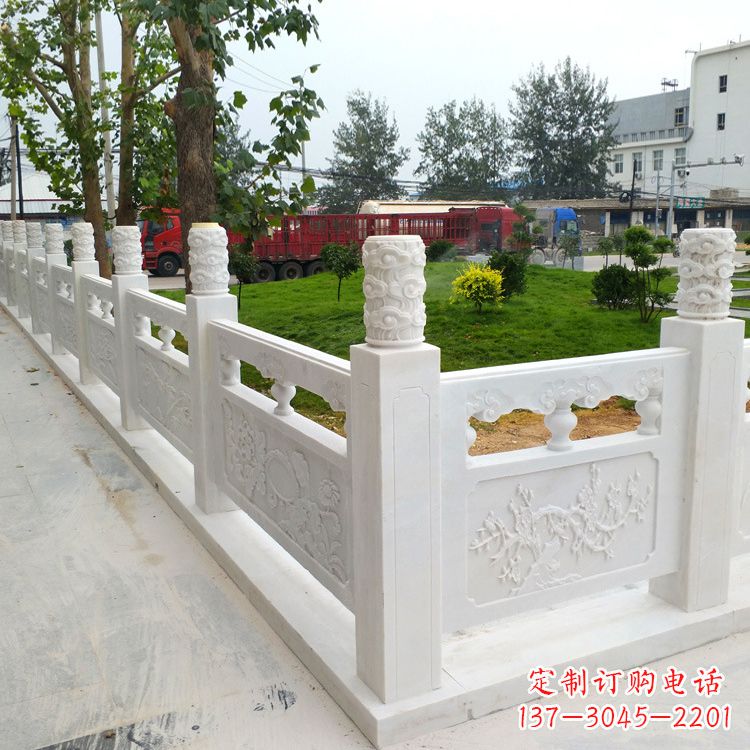 长沙别墅园林大理石石雕栏板护栏