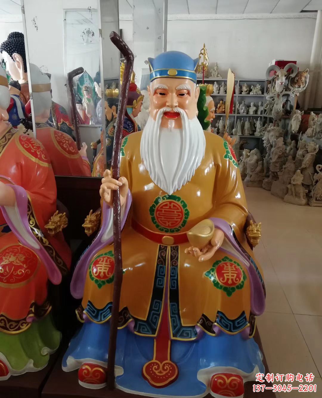 长沙玻璃钢彩绘土地公神像精美的艺术品