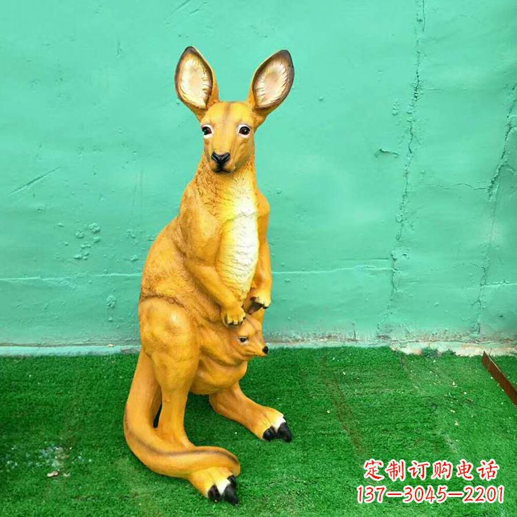 长沙玻璃钢袋鼠仿真雕塑