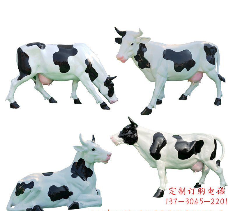 长沙玻璃钢仿真奶牛雕塑精美的艺术品