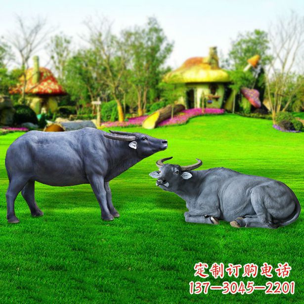 长沙玻璃钢水牛雕塑,复古农家院情怀