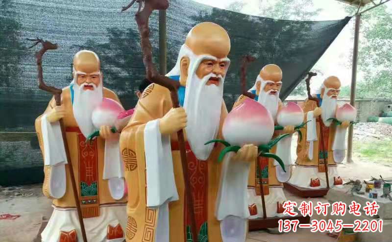 长沙玻璃钢宗教庙宇神像彩绘老寿星雕塑