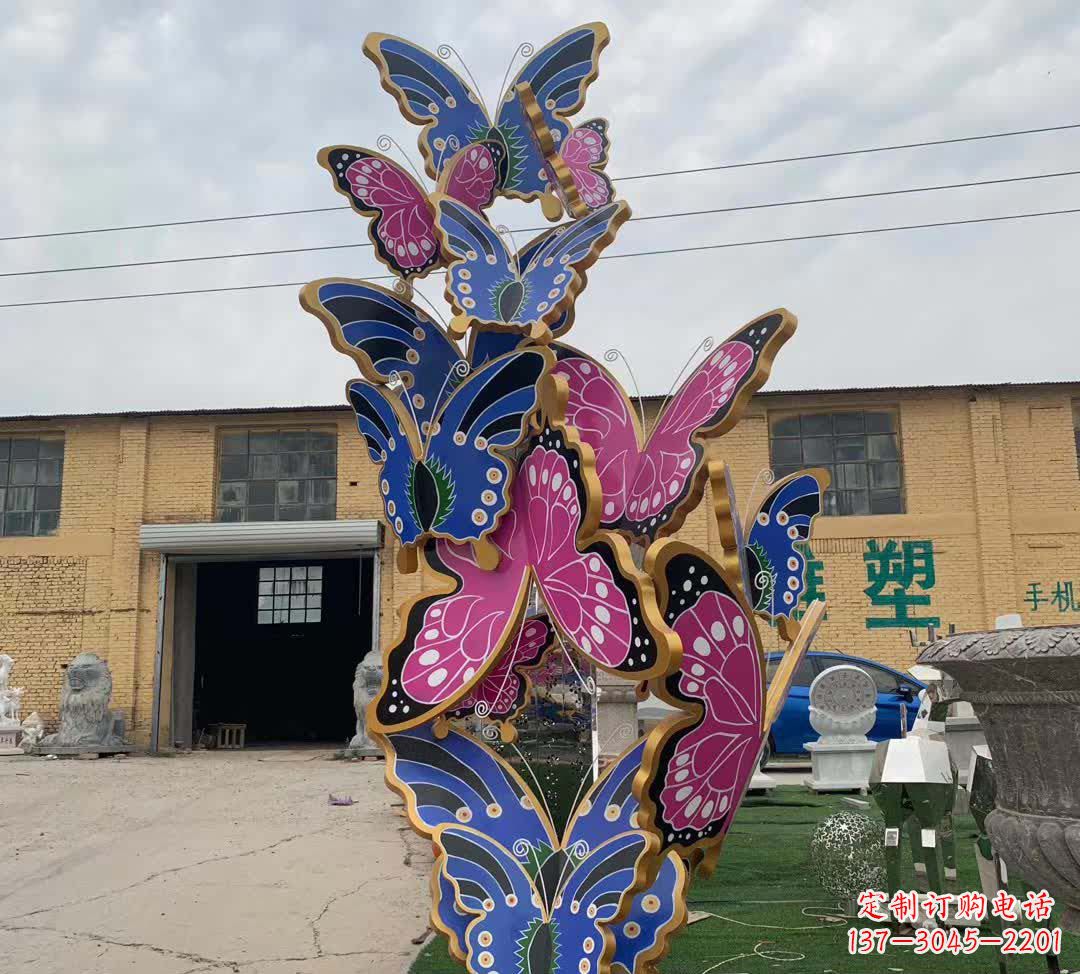 长沙不锈钢彩绘蝴蝶雕塑精美绝伦