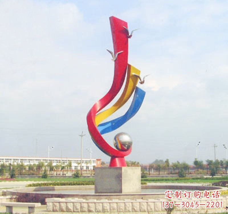 长沙不锈钢彩色海鸥海浪雕塑——美丽传承