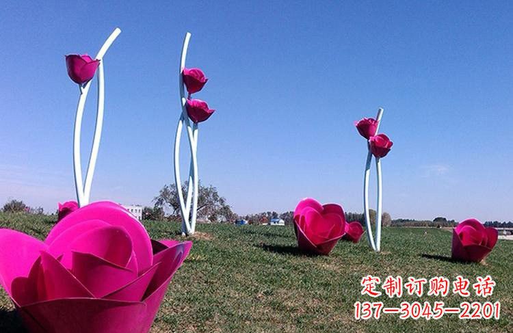 长沙不锈钢彩色玫瑰雕塑艺术精美的象征