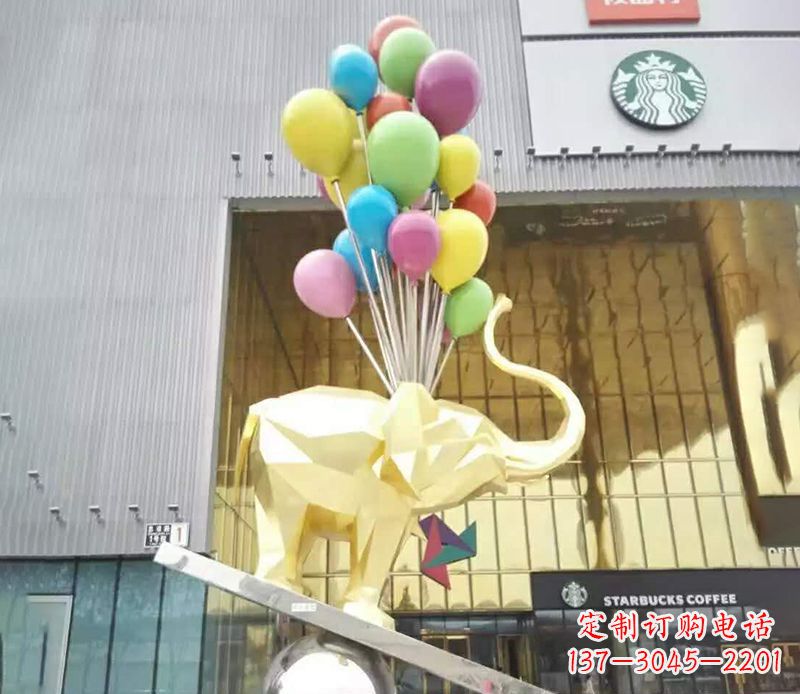 长沙不锈钢踩球的小象雕塑
