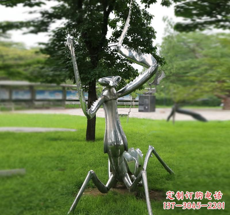 长沙不锈钢螳螂雕塑精致美观的艺术品
