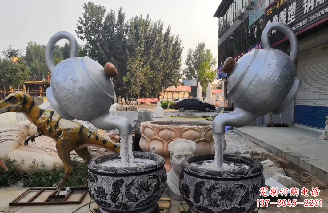 长沙不锈钢茶壶喷泉雕塑精致而又高雅