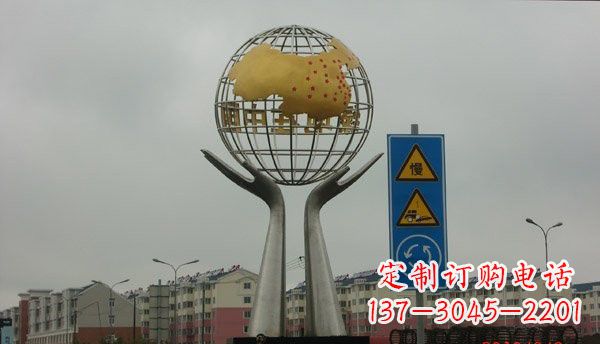 长沙不锈钢城市景观中的地球雕塑
