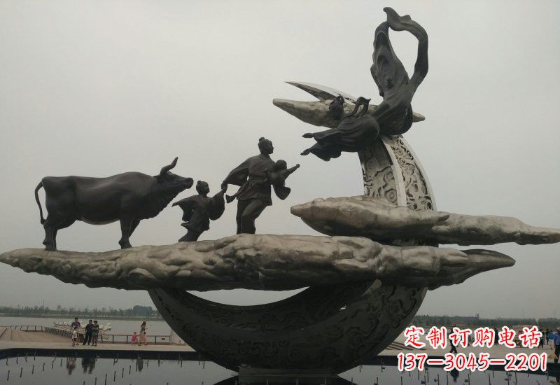 长沙不锈钢牛郎织女雕塑传说中的爱情