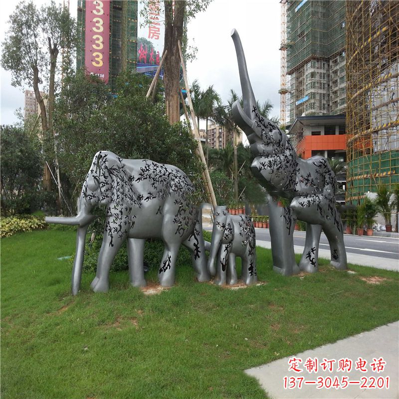 长沙不锈钢大象雕塑小区园林的精美装饰