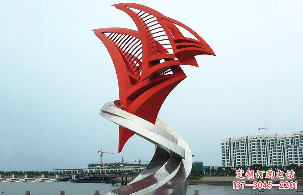长沙海洋之舟——不锈钢抽象帆船海边景观雕塑