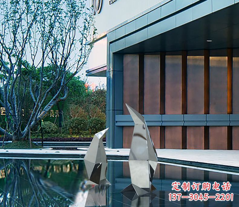 长沙不锈钢企鹅雕塑一件来自大自然的艺术品