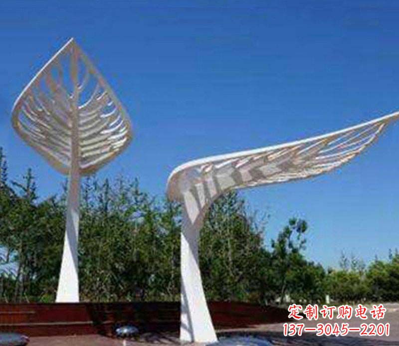 长沙精美不锈钢树叶雕塑