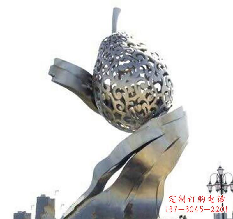 长沙不锈钢梨雕塑艺术结合精美外形