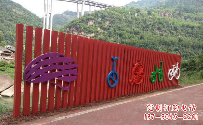 长沙不锈钢自行车雕塑点缀公园景观