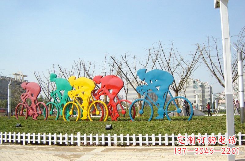 长沙不锈钢抽象自行车雕塑
