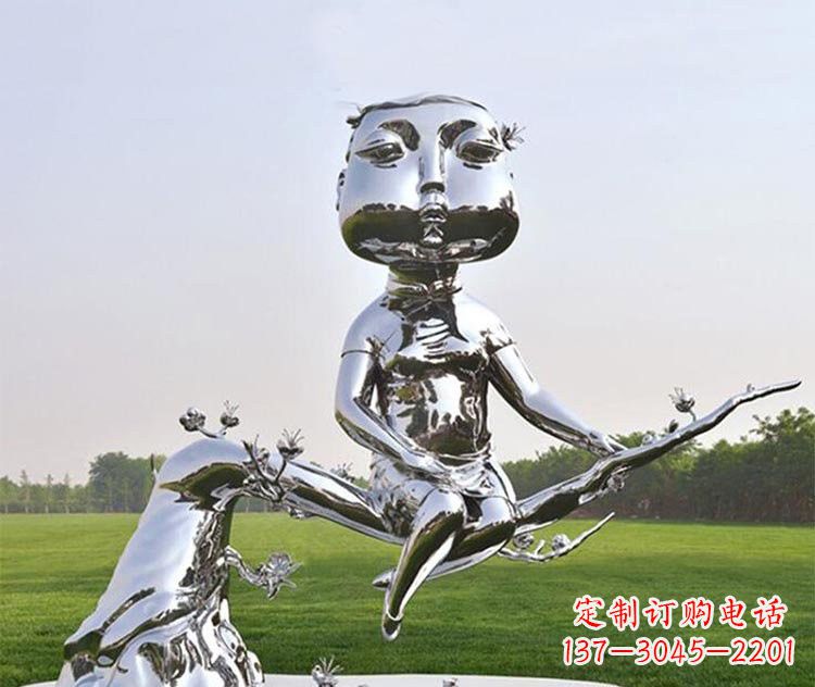 长沙不锈钢树枝上的女孩雕塑