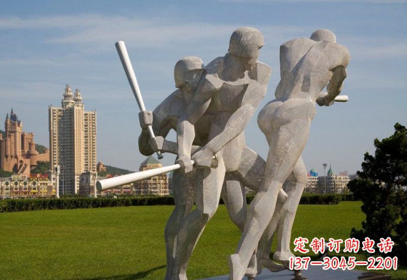 长沙不锈钢打棒球人物雕塑2