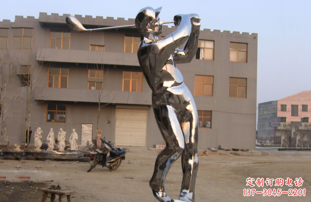 长沙不锈钢打高尔夫球广场雕塑