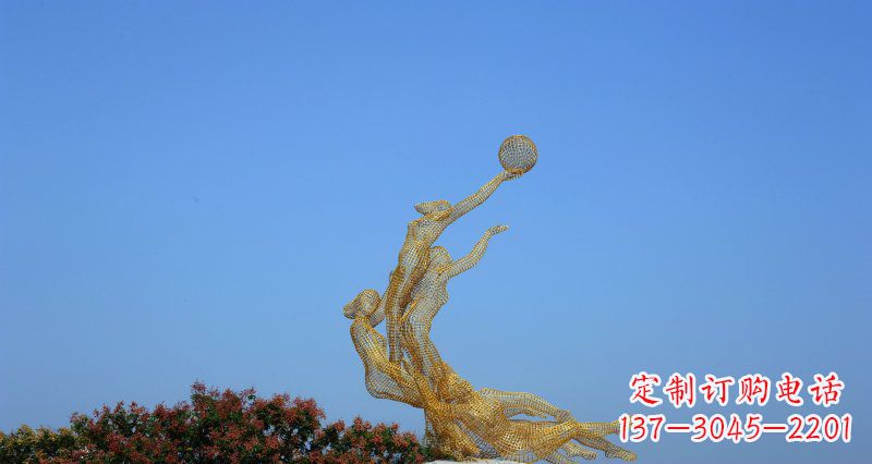 长沙不锈钢打篮球的女孩公园景观雕塑