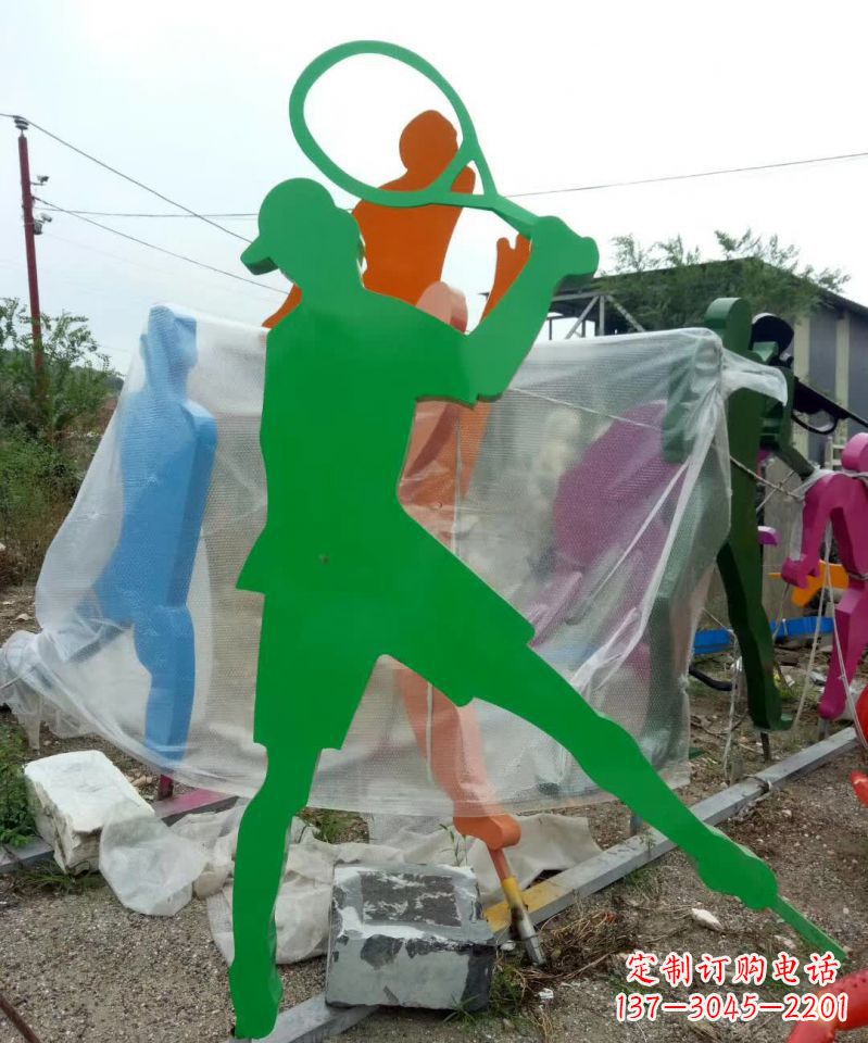 长沙不锈钢打羽毛球抽象人物雕塑