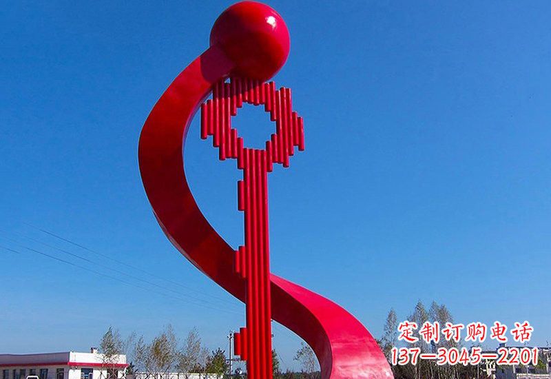 长沙不锈钢大型抽象钥匙雕塑