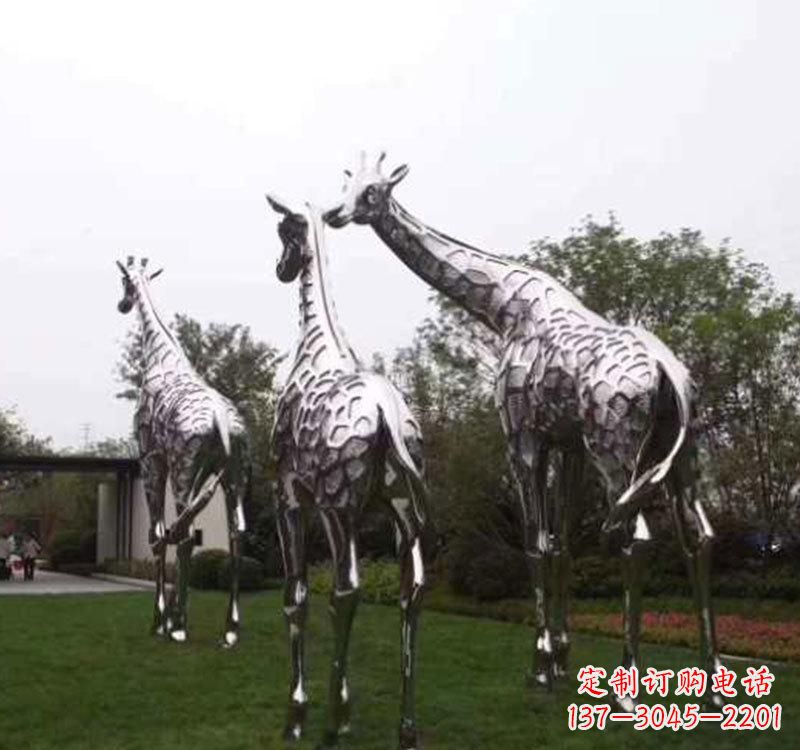 长沙精美的不锈钢大型长颈鹿雕塑