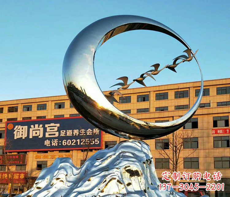 长沙不锈钢大雁雕塑精美的艺术之作