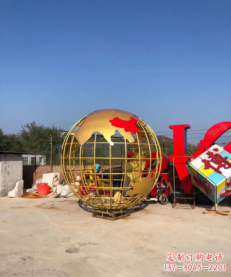 长沙不锈钢地球仪雕塑点缀校园景观