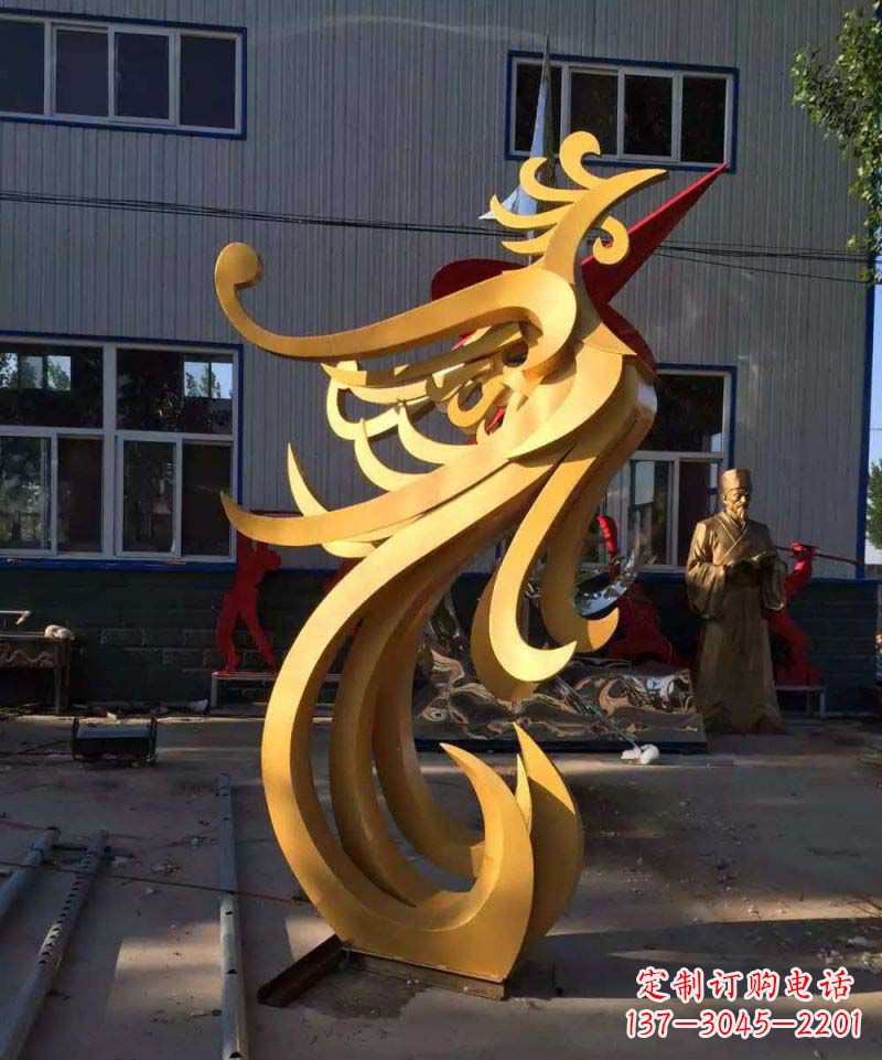 长沙不锈钢雕刻凤凰雕塑传承精美工艺