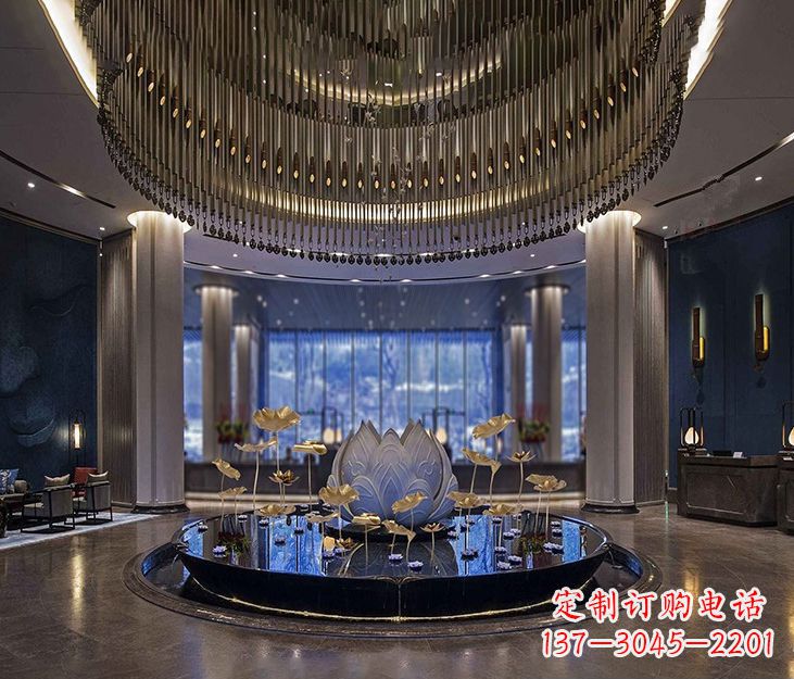 长沙不锈钢锻造荷花雕塑精美无比