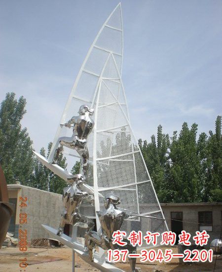 长沙海上航行不锈钢帆船雕塑