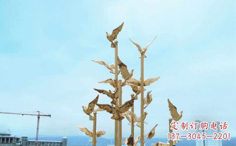长沙不锈钢飞翔的鸽子雕塑传递自由、和平的美好祝愿