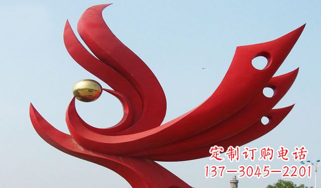 长沙不锈钢凤凰雕塑象征着美丽与智慧