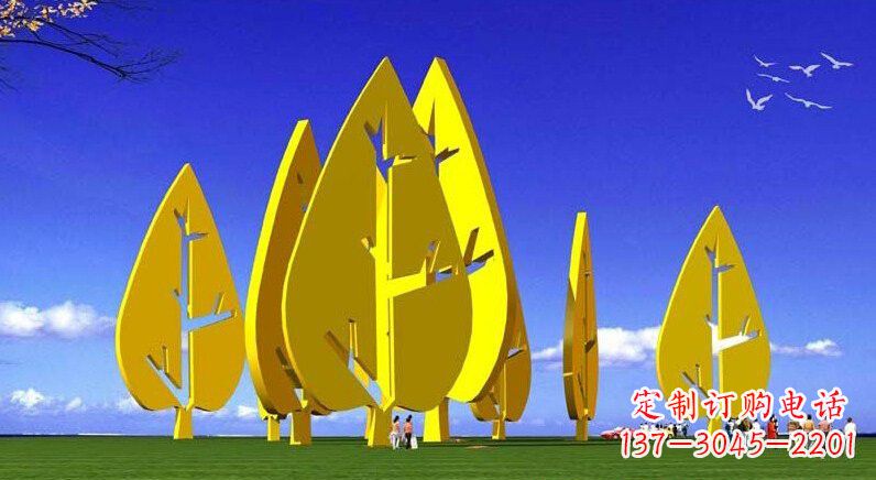 长沙不锈钢树叶雕塑美丽的艺术装点