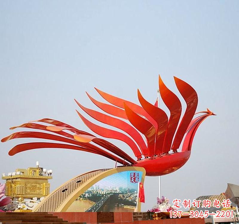 长沙不锈钢凤凰雕塑——美丽的象征
