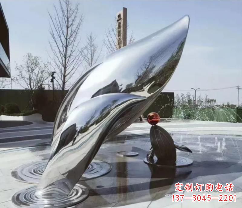 长沙精美不锈钢海豚雕塑