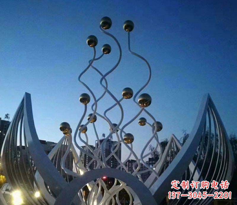 长沙不锈钢荷花雕塑美丽的象征