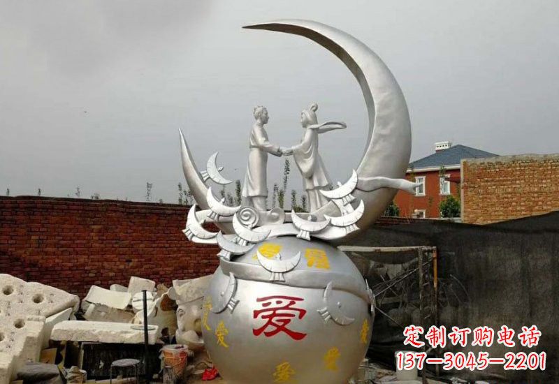 长沙牛郎织女传说的不锈钢雕塑