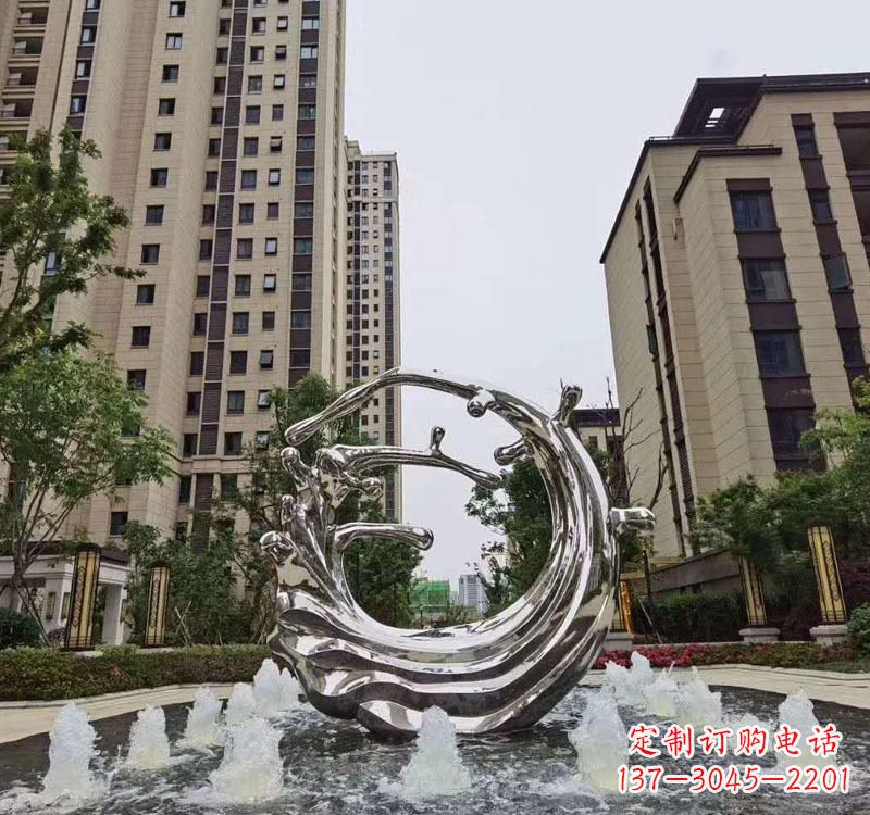 长沙不锈钢海浪喷泉雕塑精美雕刻,灿烂绚烂