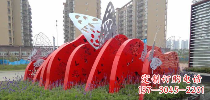 长沙不锈钢蝴蝶小区景观雕塑美丽的蝴蝶展翅