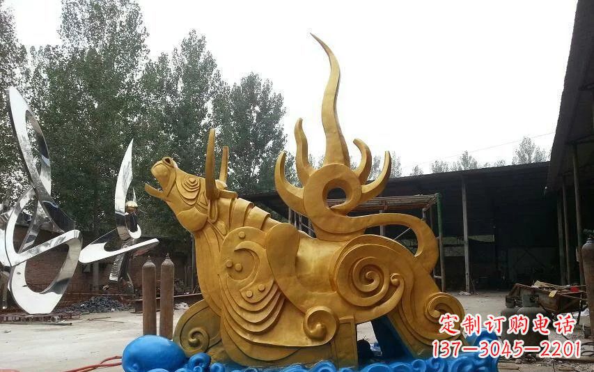 长沙不锈钢金牛卧波雕塑——传承文化的艺术瑰宝