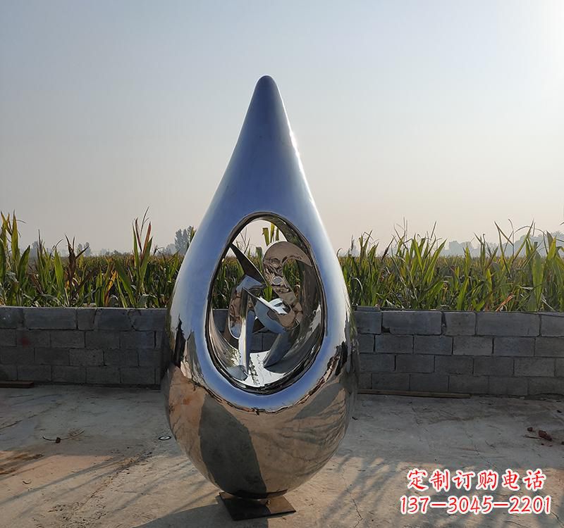 长沙不锈钢水滴雕塑展现自然之美